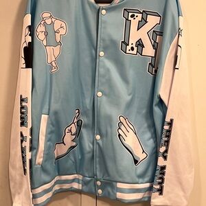Kids Light Blue Graphic Varsity Jacket